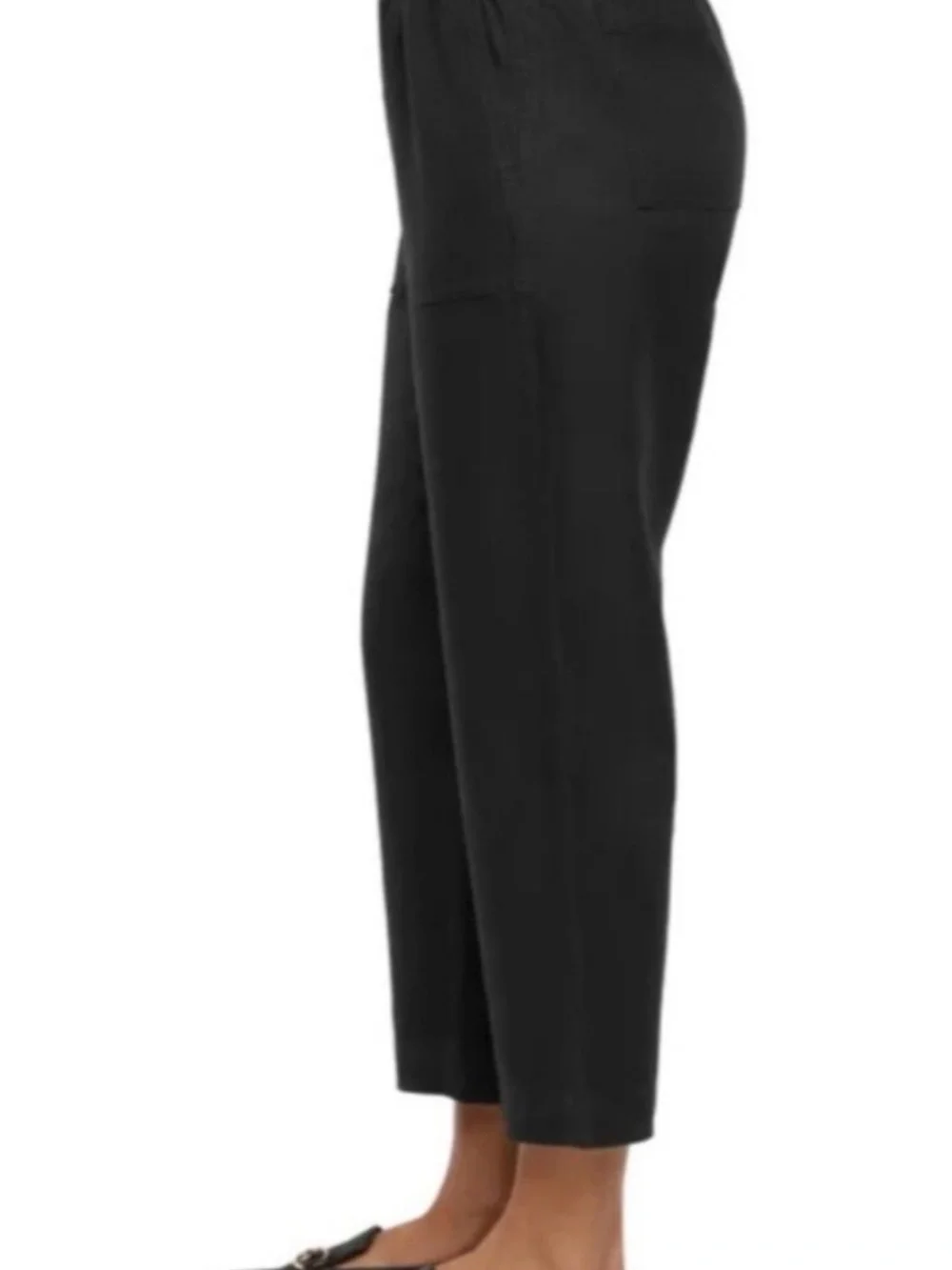 NWT Banana Republic Womens Black Tapered Crop Elastic-Waist Pants